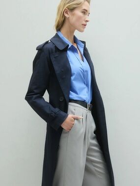 Quince Stretch Crepe Pleated Wide Leg Pants Womens 12 Coastal Grey Trousers NWT